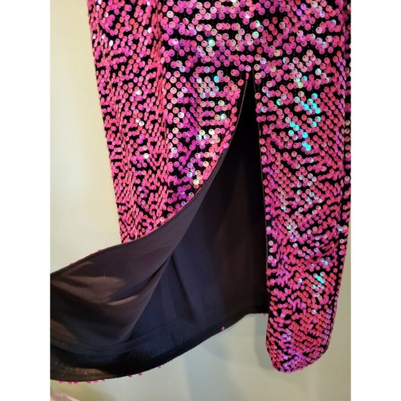 New SHO By Tadashi Shoji Richie Pink Sequin Sleeveless V Neck Midi Dress Sz X S - Picture 6 of 11